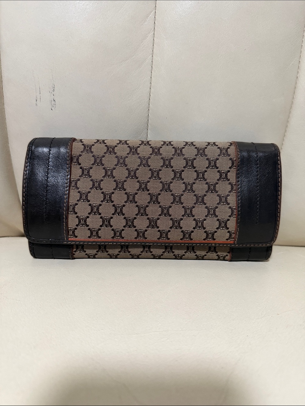 Celine Brown Monogram Continental Clutch Wallet with Black Trim - Picture 3 of 16